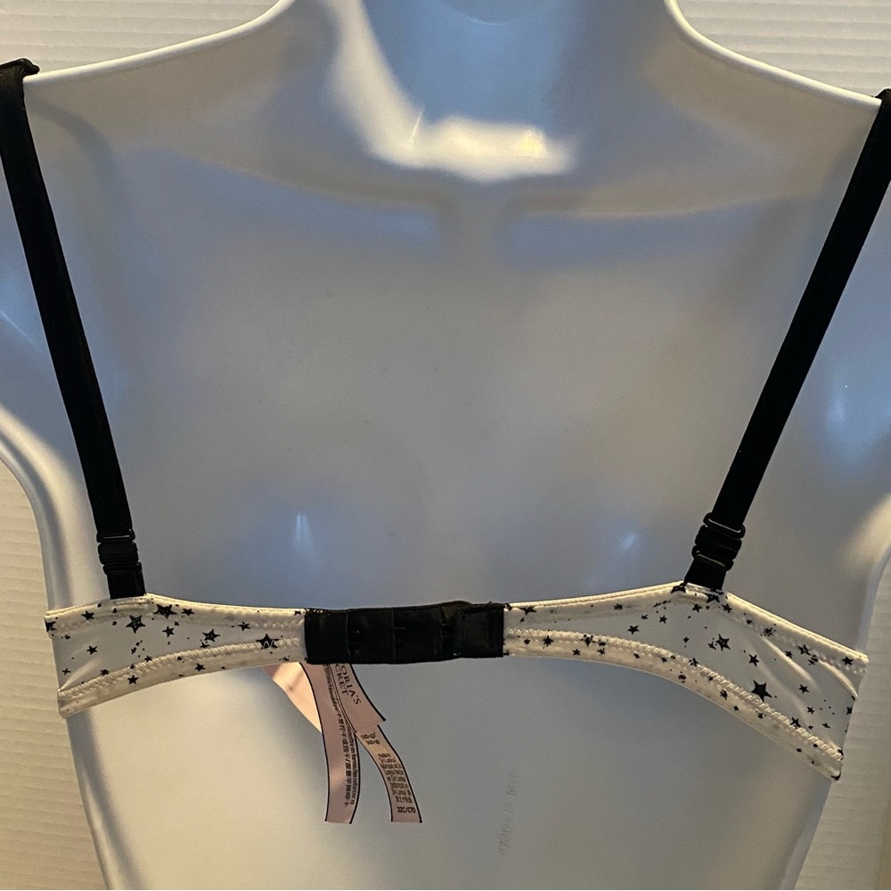 PINK Victoria's Secret 3 Bras Burgundy & Black Plaid,White w Black Star & Gray - Picture 12 of 16